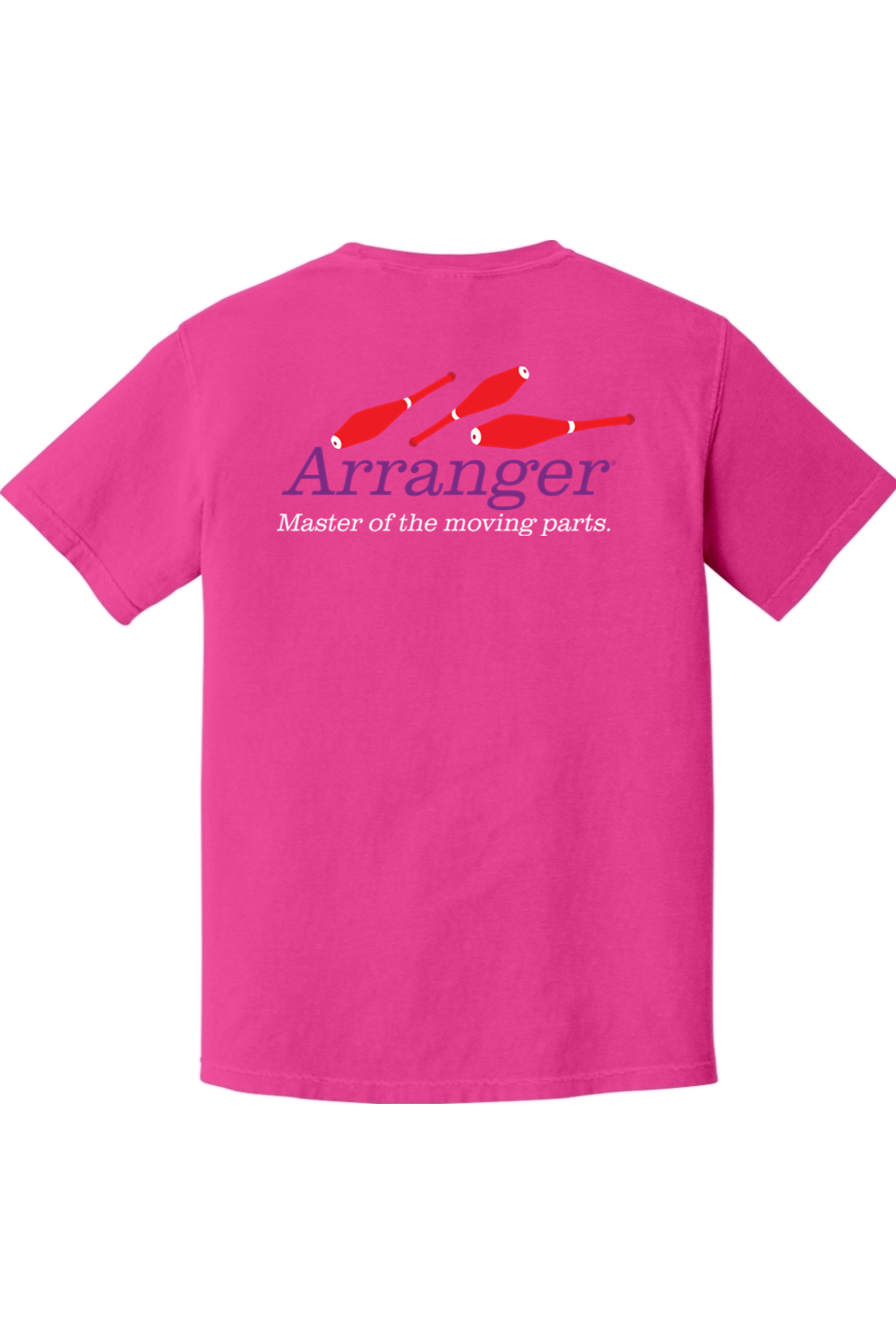 CliftonStrengths t-shirt with Arranger on the Back in Neon Pink color