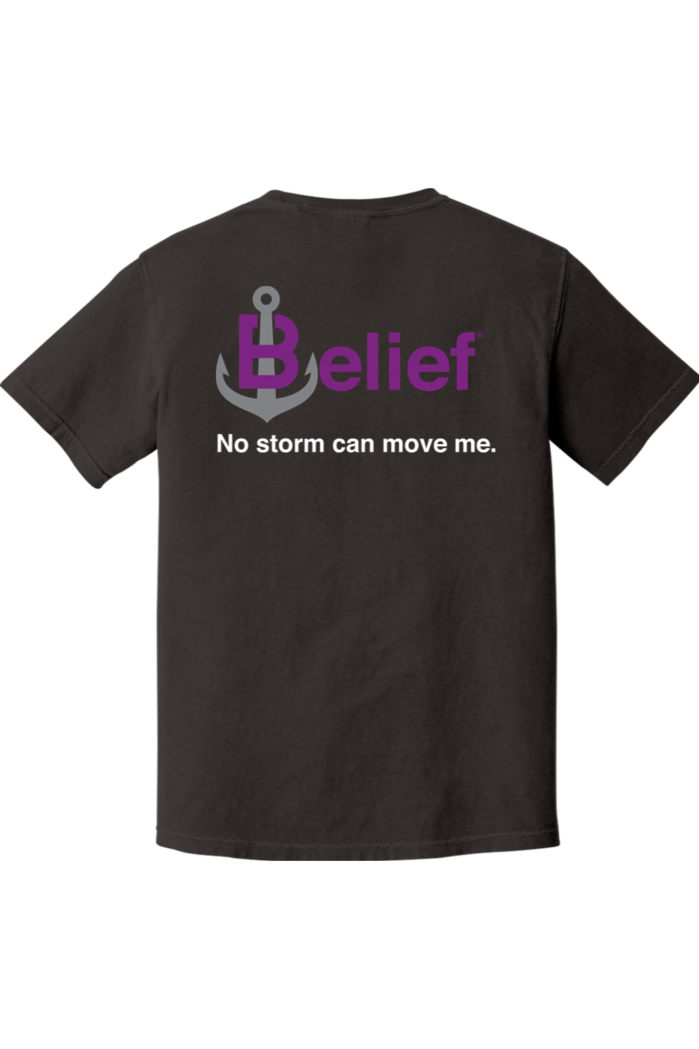 CliftonStrengths t-shirt with Belief on the Back in Pepper color